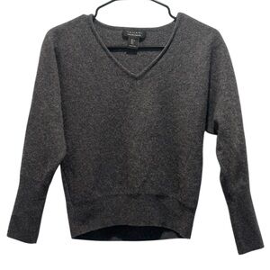 Tahari Dark Gray V-Neck 2 Ply Cashmere Sweater